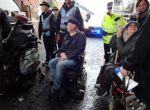 Manchester Disabled People Against Cuts block V.I.P. Tory Party Conference entrance